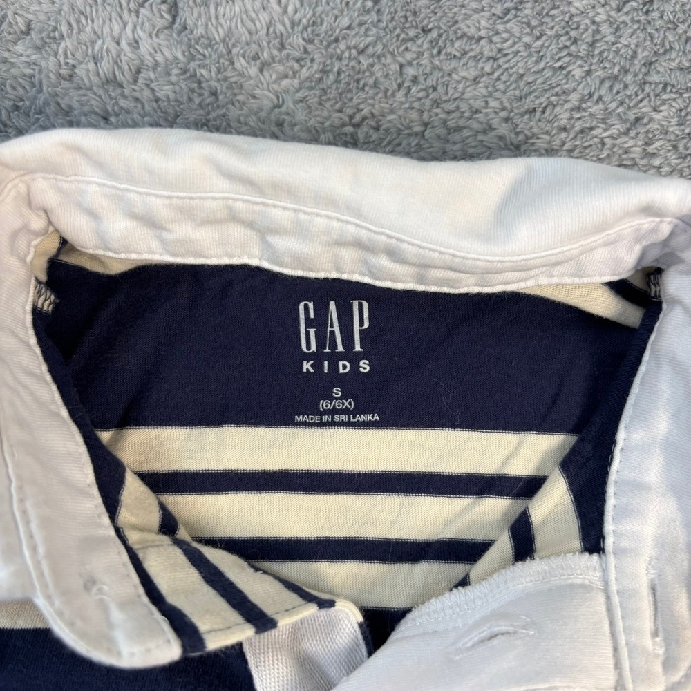 Gap Kids Girls Navy Blue White Striped Long Sleeve Rugby Polo Dress Size S 6/6X - Picture 3 of 5